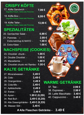 Menu Getränke